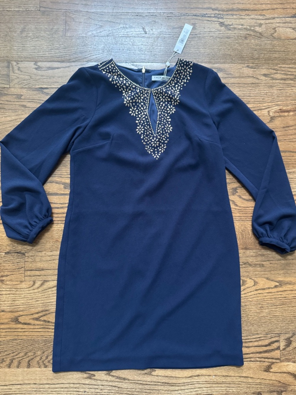 Trina Turk Tangle Embellished Shift Dress Navy Size 10 NWT